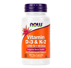 VITAMIN D-3 & K-2 120 Vegetarische Kapseln by NOW