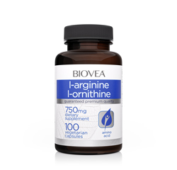 L-ARGININE / L-ORNITHINE (750mg) 100 Capsules by BIOVEA