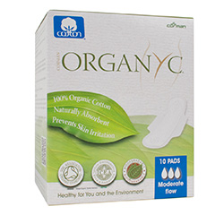 ORGANIC COTTON FEMININE HYGIENE PADS (Moderate) 10 Pads by Organyc