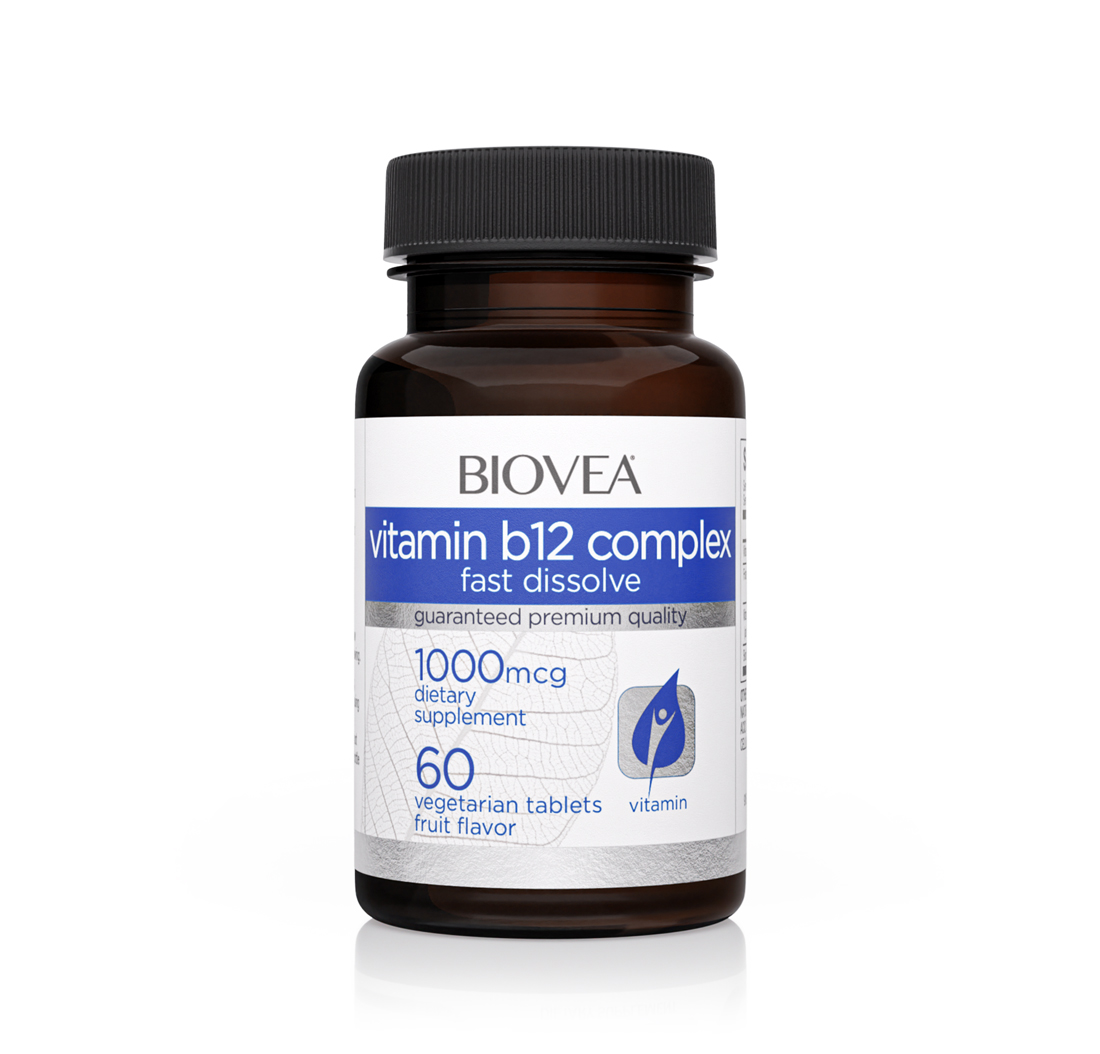 VITAMIN B12 COMPLEX 1000mcg 60 Vegetarian Tablets (Fast Dissolve) by BIOVEA - BIOVEA CANADA - ENGLISH VITAMIN B12 COMPLEX 1000mcg 60 Vegetarian Tablets (Fast Dissolve) by BIOVEA - BIOVEA CANADA - ENGLISH