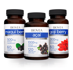 ACAI 1000mg + BAIES DE MAQUI 500mg + BAIES DE GOJI 600mg PACK BAIES SUPER ANTIOXYDANTES by BIOVEA
