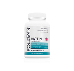 FOLIGAIN BIOTIN Haarverdichtung 10.000 mcg schnell löslich (Kirschgeschmack) 60 Vegetarisc by FOLIGAIN