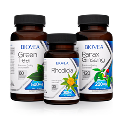 PACK ÉNERGIE ET BONNE HUMEUR GINSENG (PANAX) + THÉ VERT + RHODIOLA by BIOVEA