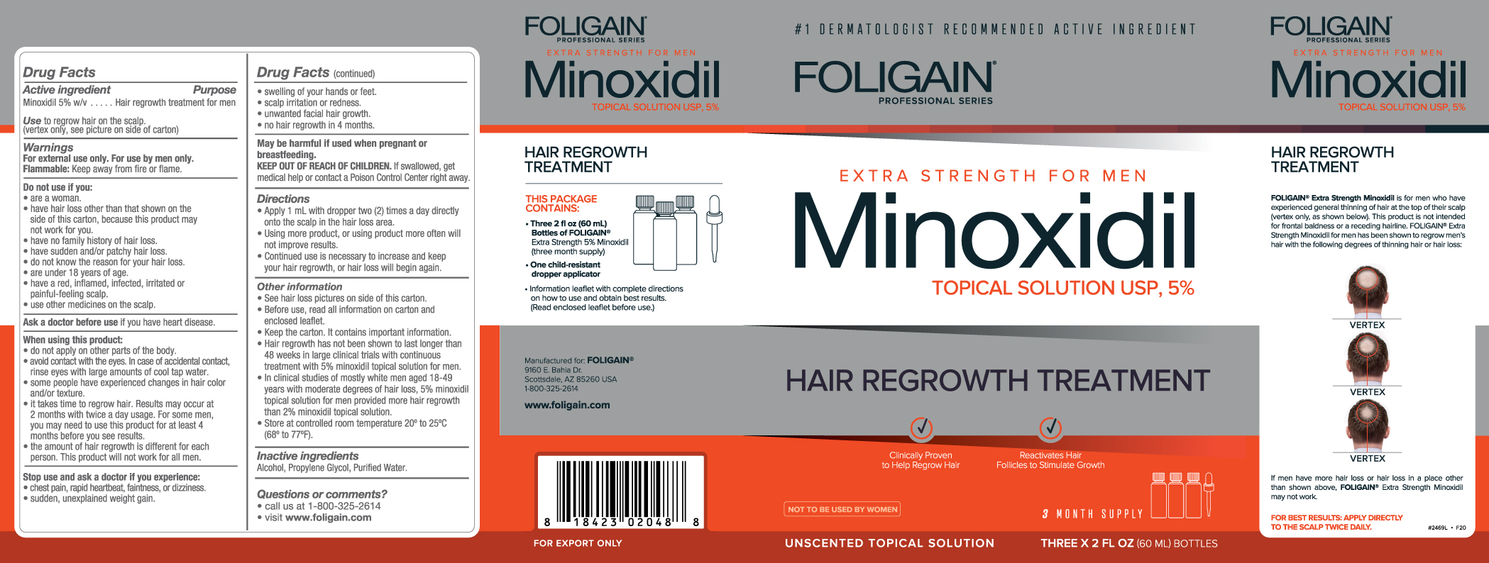 FOLIGAIN 5% HAIR REGROWTH TREATMENT For (6 fl oz) 180ml 3 Month Supply by FOLIGAIN - BIOVEA