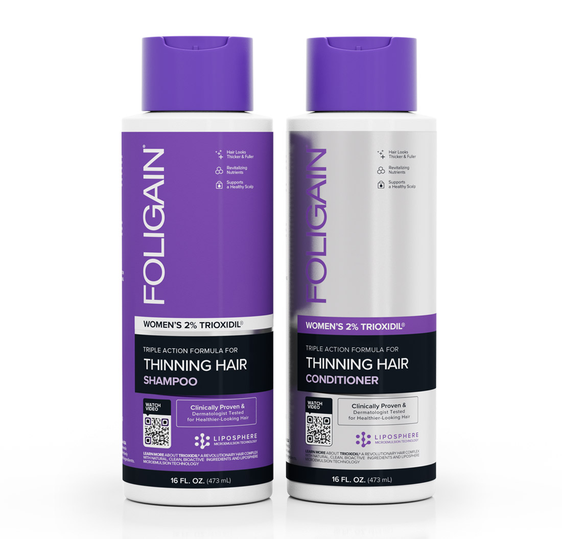 FOLIGAIN FOLIGAIN SHAMPOOING POUR LA REPOUSSE DES CHEVEUX Pour Femmes avec Trioxidil® 2% (16oz) 473ml + FOLIGAIN APRÈS-SHAMPOOING