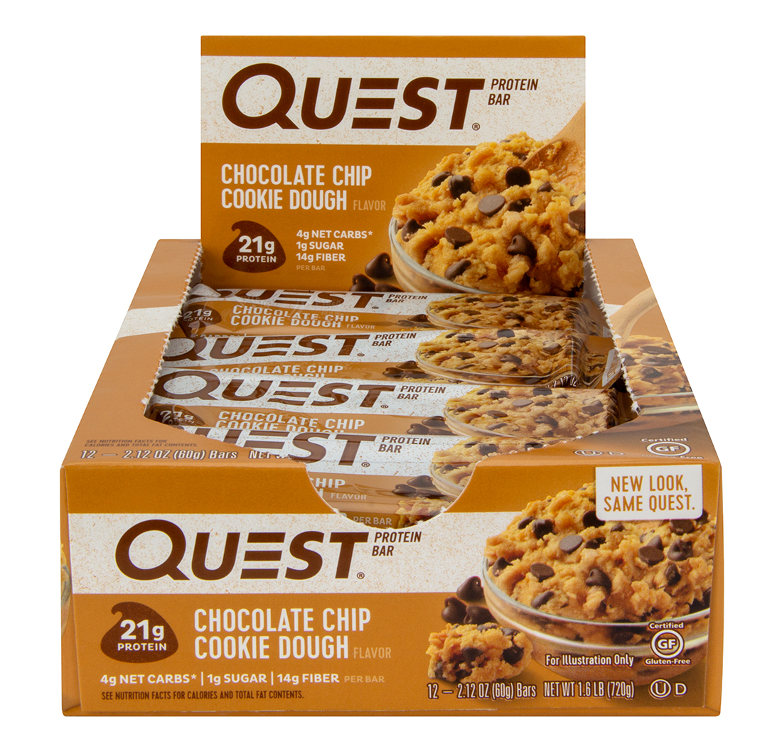 Quest Bar P&acirc;te &agrave; cookie P&eacute;pites de chocolat (12 x 60 g)