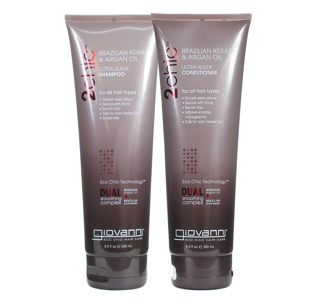 Giovanni PACK SHAMPOOING & APRÈS-SHAMPOOING LISSANT LES CHEVEUX 2CHIC KÉRATINE BRÉSILIENNE & HUILE D'ARGAN
