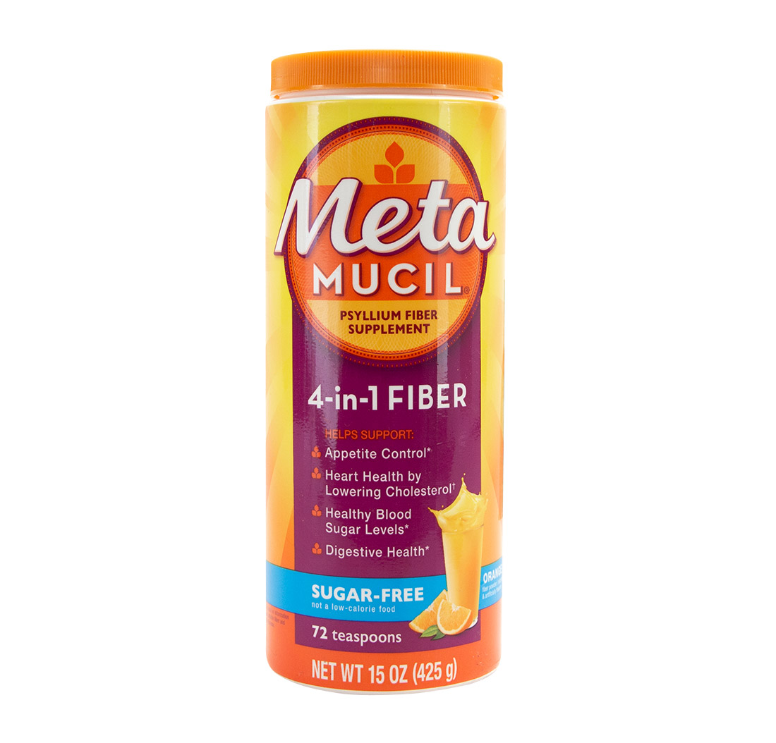 METAMUCIL 4-in-1 INTEGRATORE DI FIBRE PSYLLIUM (senza zucchero arancia) (15oz) 425g