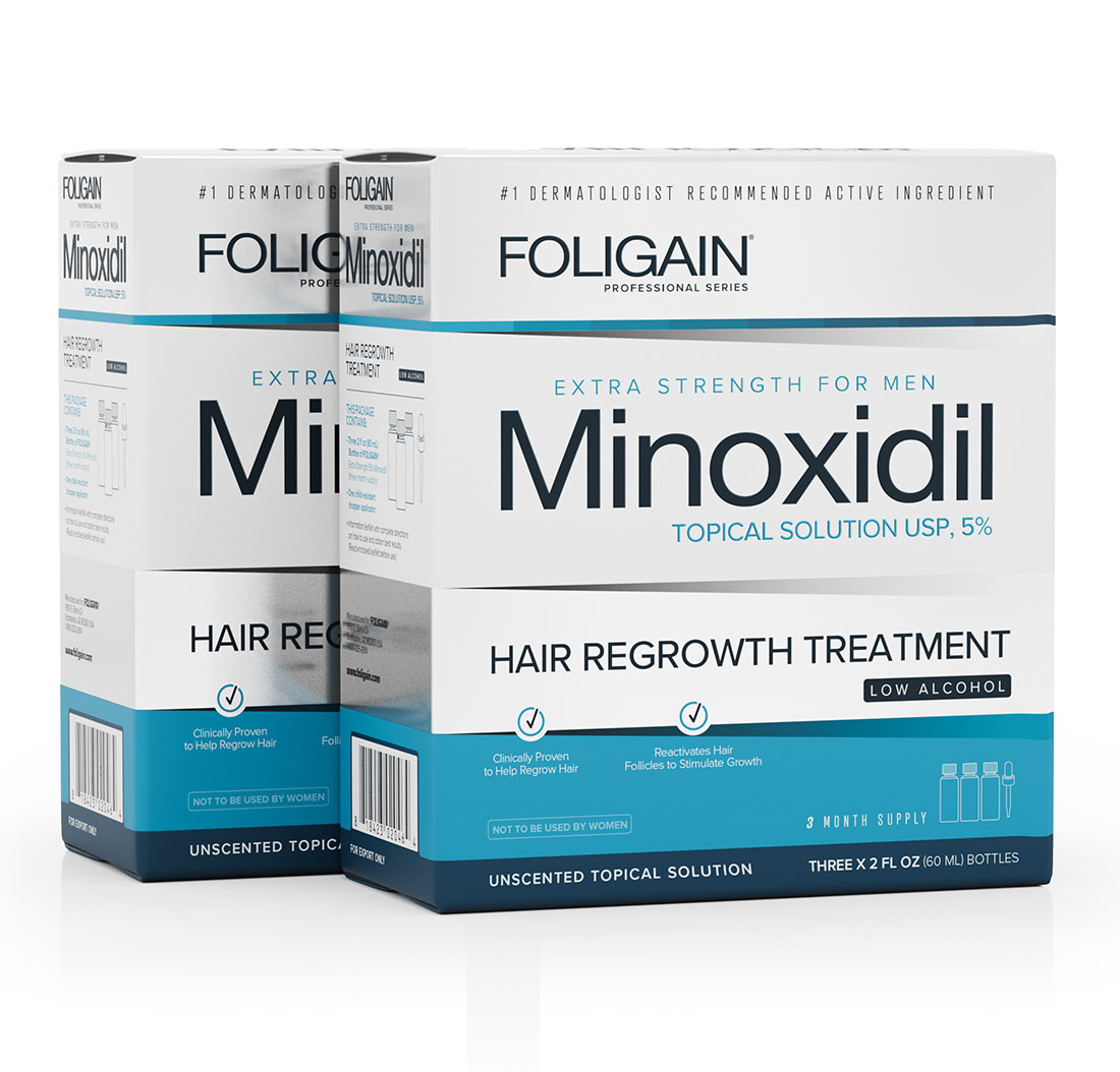 MINOXIDIL 5% FOLIGAIN TRATTAMENTO PER LA RICRESCITA DEI CAPELLI Per Uomo (Formula a Basso Contenuto di Alcool) (12 fl oz) 360ml Provvista di 6 Mesi