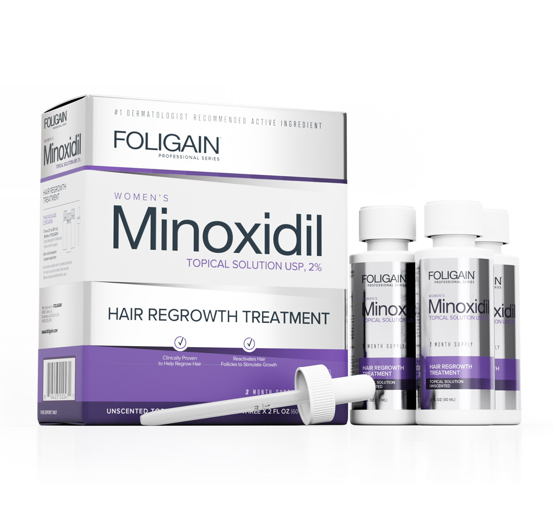 MINOXIDIL 2% FOLIGAIN TRATTAMENTO PER LA RICRESCITA DEI CAPELLI Per Donna (6 fl oz) 180ml Provvista di 3 Mesi