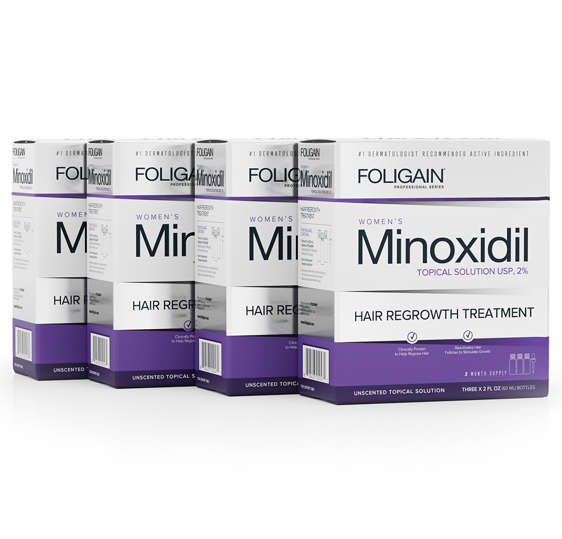 MINOXIDIL 2% FOLIGAIN TRATTAMENTO PER LA RICRESCITA DEI CAPELLI Per Donna (24 fl oz) 720ml Provvista di 12 Mesi