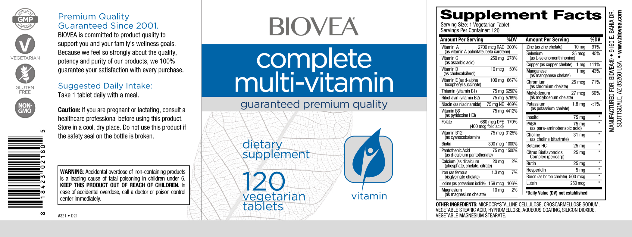 Multivitaminico Completo 1 Compresse Da Biovea Biovea Italia