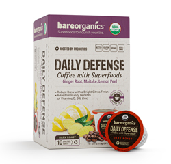 BareOrganics DAILY DEFENSE COFFEE (Organic) with Superfoods and Probiotics (Keurig® K-Cup® by BareOrganics