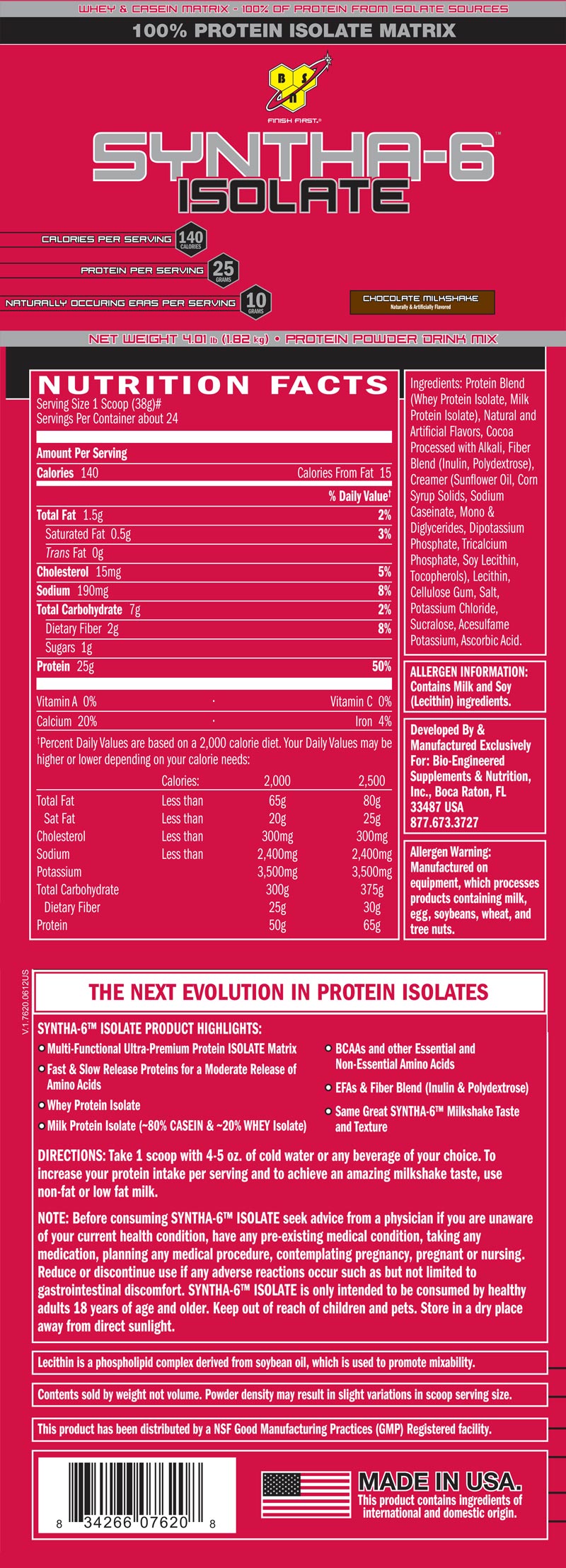 Syntha 6 Isolate Chocolate Milkshake 2lb 912g By Bsn Biovea Thailand