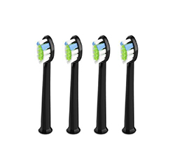 SONIC ELECTRIC TOOTHBRUSH REPLACEMENT HEADS (Black) 4 Count by Hanasco