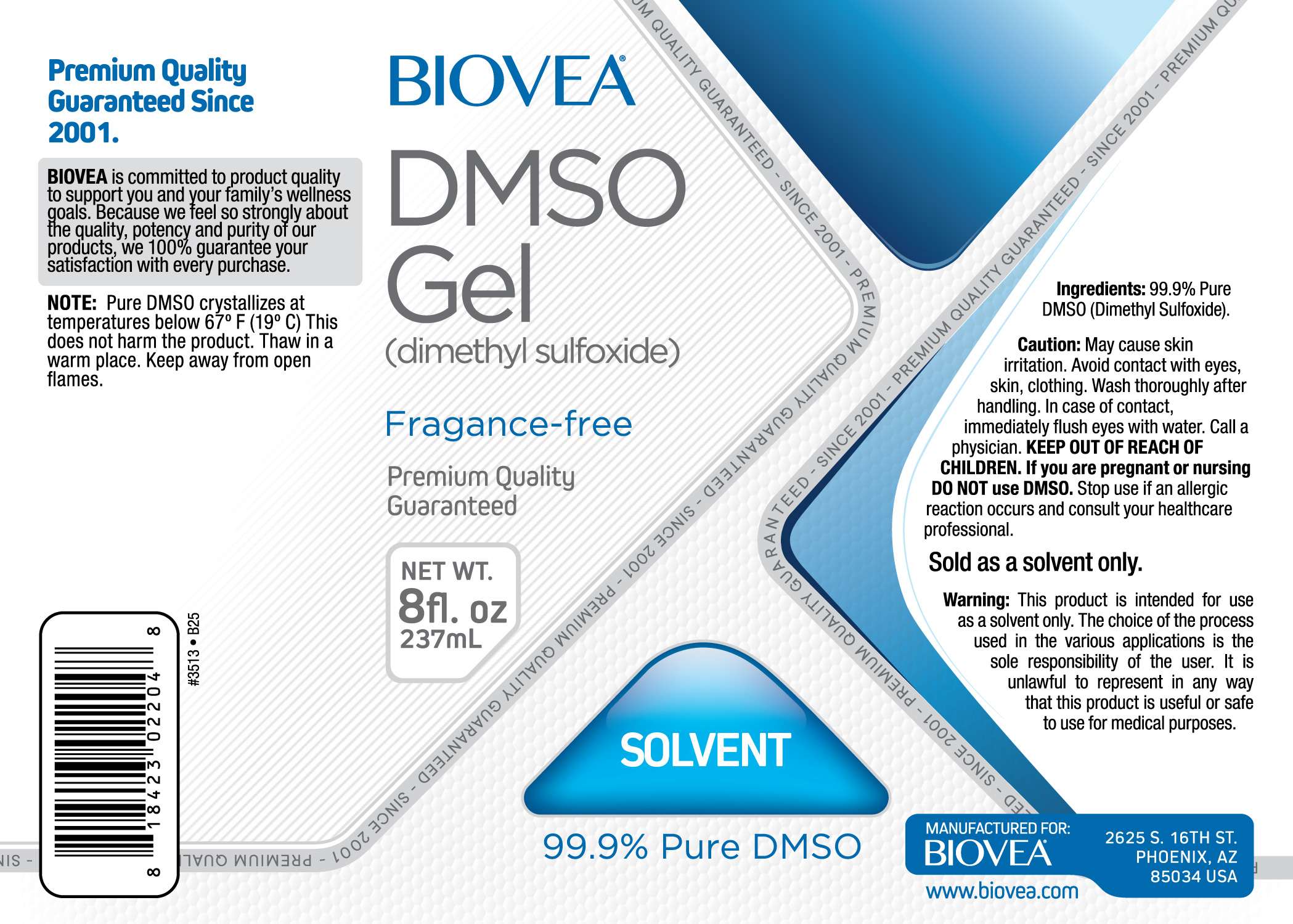 DMSO LIQUID (Fragrance-Free) (8oz) 237ml by BIOVEA - BIOVEA USA