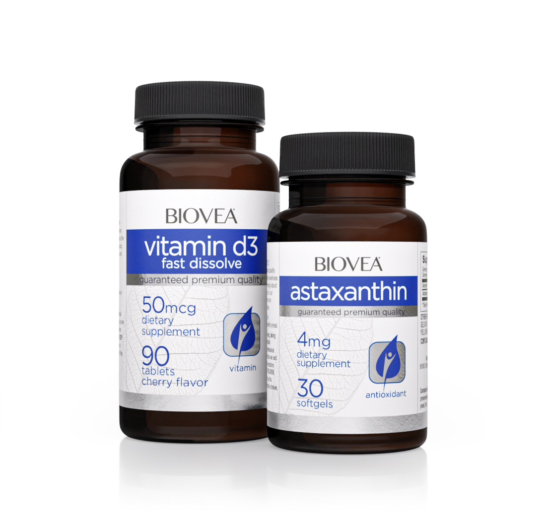 VITAMIN D3 50mcg (Fast Dissolve) + ASTAXANTHIN 4mg (Immune Support) VALUE PACK