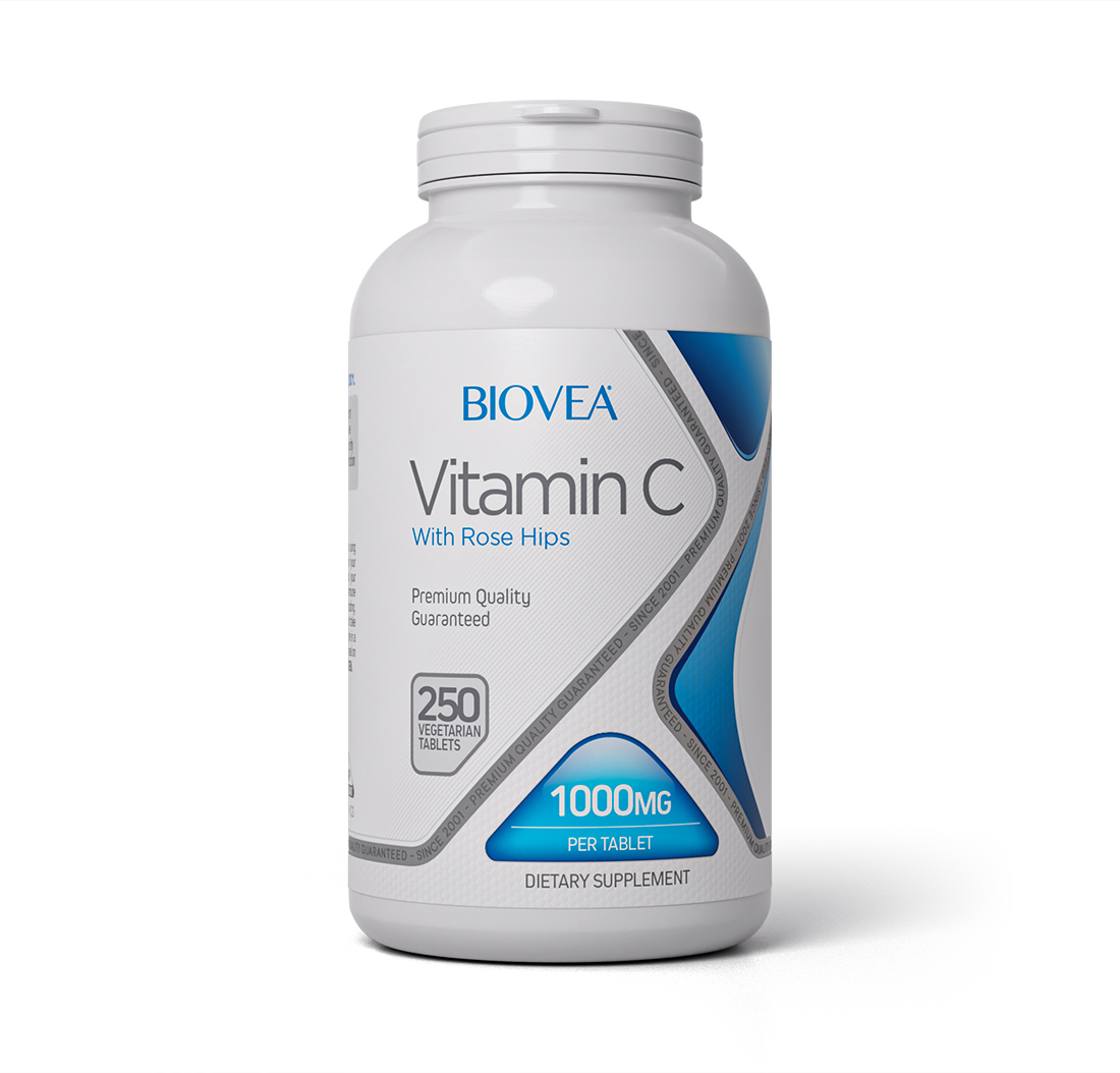 VITAMIN C with ROSEHIPS 1000mg 250 Vegetarian Tablets