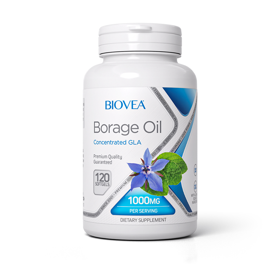 BORAGE OIL (Starflower Oil) 1000mg 120 Softgels