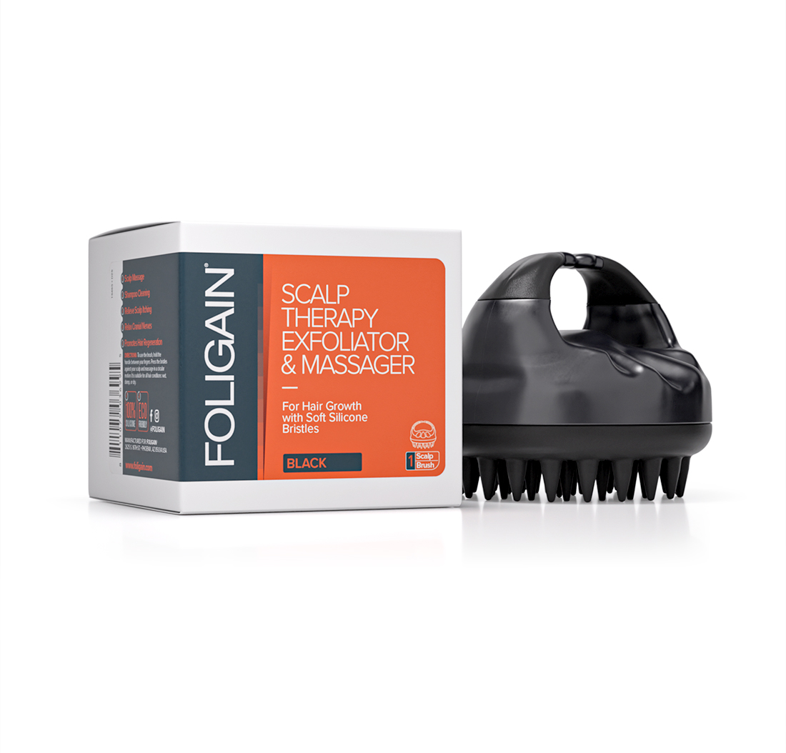 FOLIGAIN Scalp Therapy Exfoliator & Massager (Black)