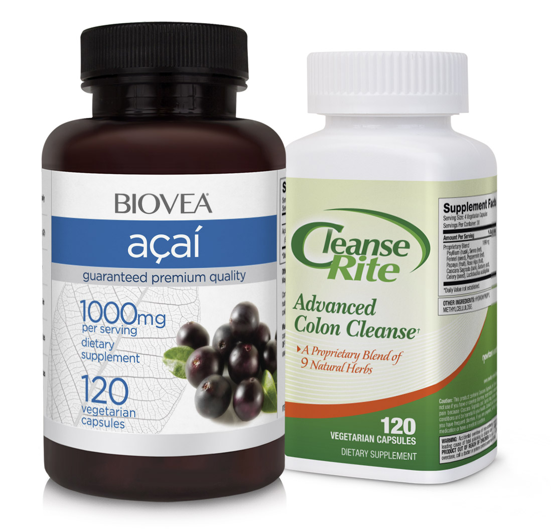 CLEANSE-RITE ADVANCED COLON CLEANSE & ACAI BERRY 1000mg VALUE PACK