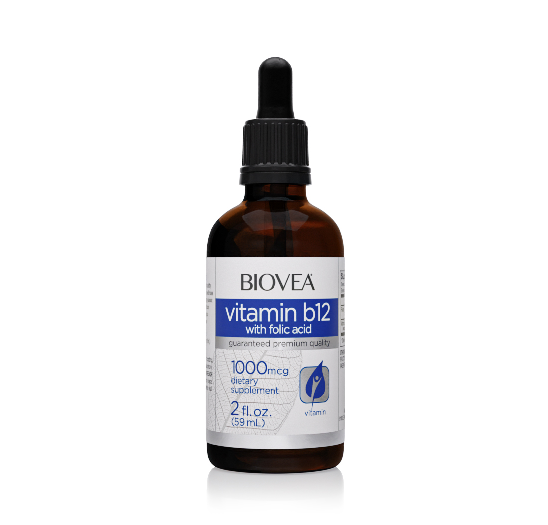 VITAMIN B12 (with Folic Acid) LIQUID DROPS 1000mcg (2oz) 60ml