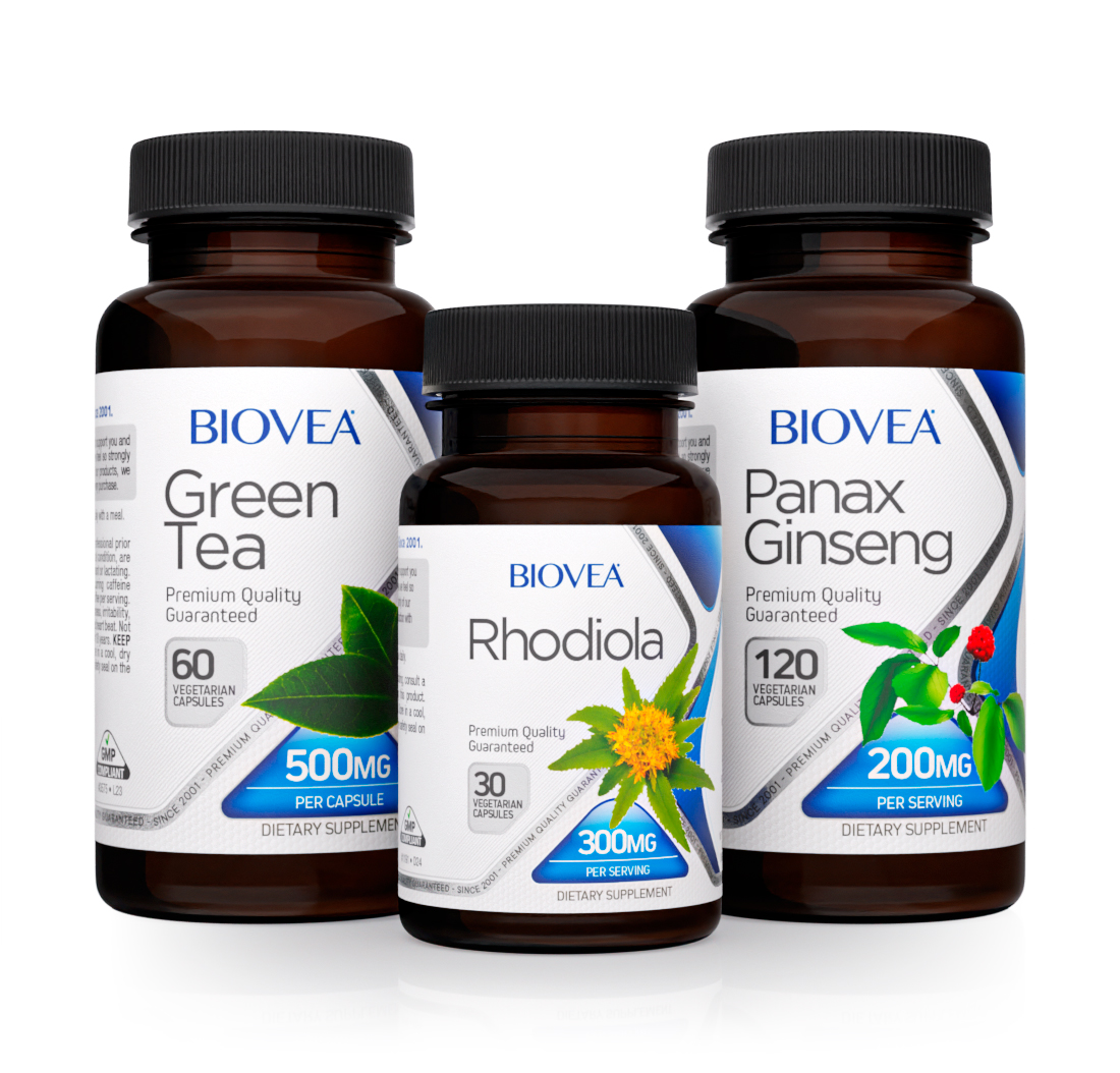GINSENG (PANAX) + GREEN TEA + RHODIOLA ENERGY/MOOD VALUE PACK