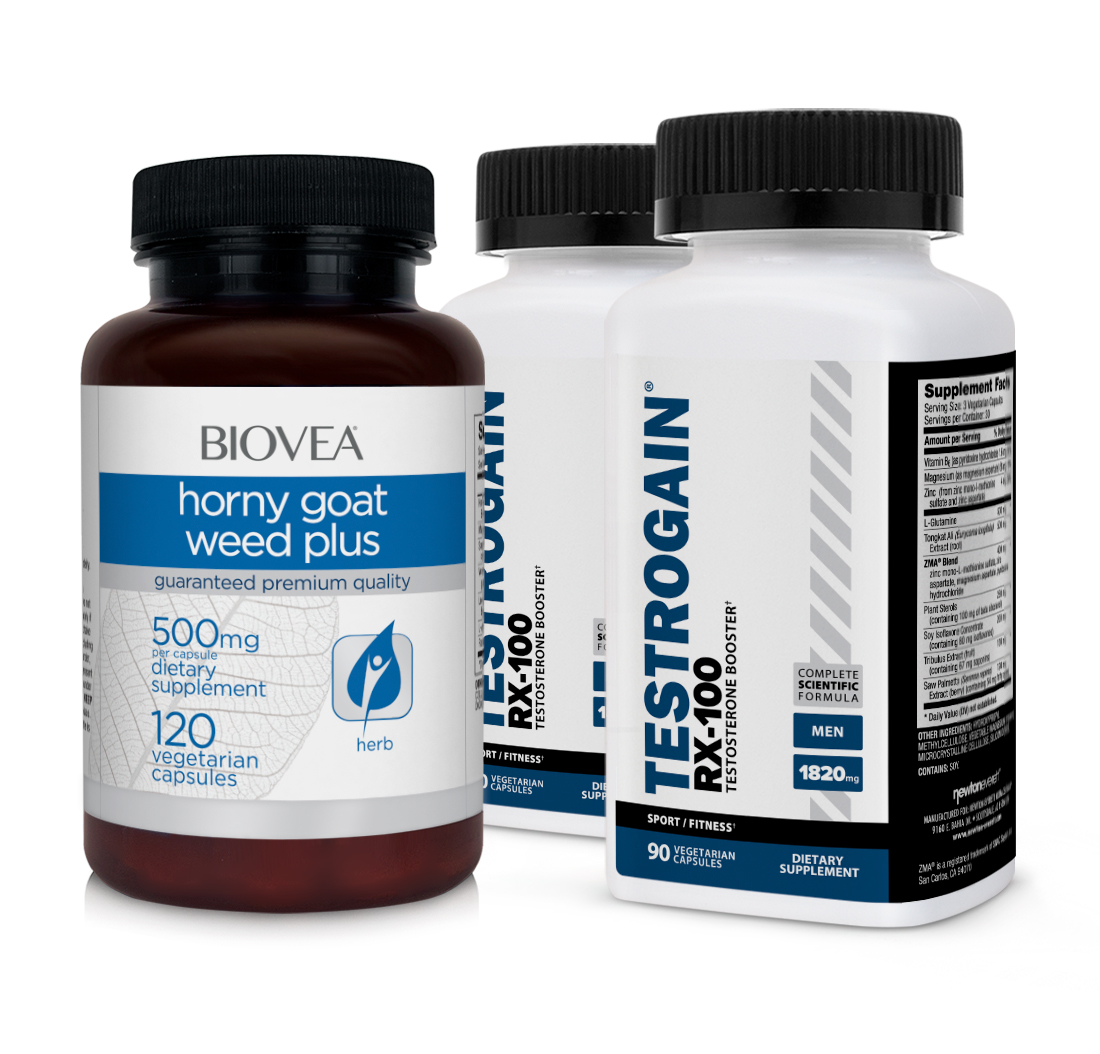 TESTROGAIN RX-100 & HORNY GOAT WEED PLUS VALUE PACK